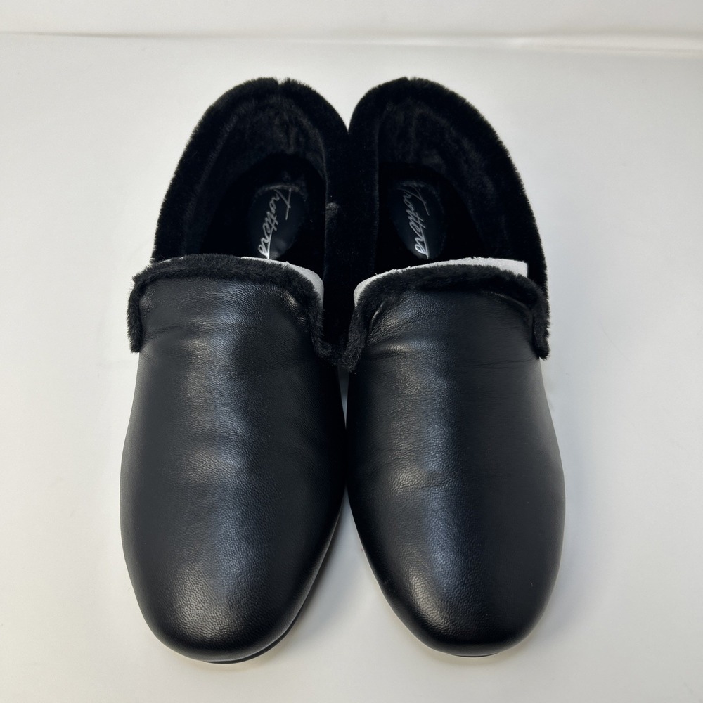 Trotters Glory Women's Loafers Black Leather Faux Fur Lined 7W 7 Wide NIB - Picture 4 of 12